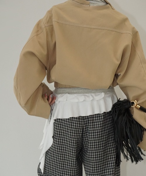 chuclla（チュクラ）の「デザインステッチ ノーカラーブルゾン chw25a073（ブルゾン・レディース・ベージュ・FREE）」の7枚目の写真