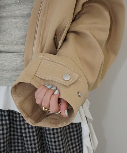 chuclla（チュクラ）の「デザインステッチ ノーカラーブルゾン chw25a073（ブルゾン・レディース・ベージュ・FREE）」の8枚目の写真