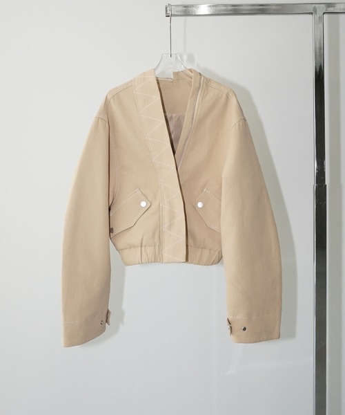 chuclla（チュクラ）の「デザインステッチ ノーカラーブルゾン chw25a073（ブルゾン・レディース・ベージュ・FREE）」の11枚目の写真