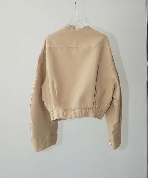 chuclla（チュクラ）の「デザインステッチ ノーカラーブルゾン chw25a073（ブルゾン・レディース・ベージュ・FREE）」の12枚目の写真