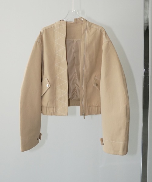 chuclla（チュクラ）の「デザインステッチ ノーカラーブルゾン chw25a073（ブルゾン・レディース・ベージュ・FREE）」の15枚目の写真