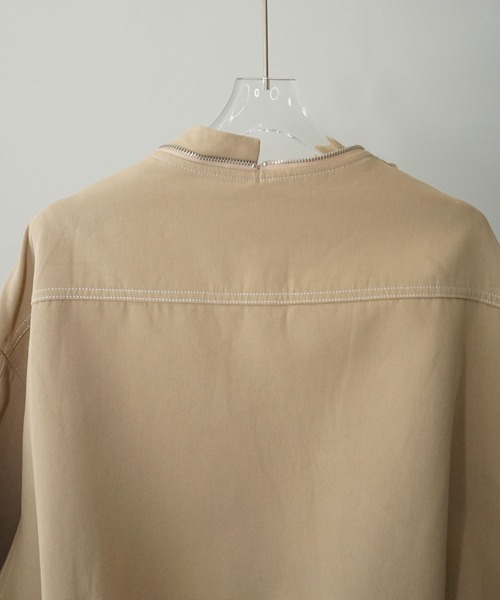 chuclla（チュクラ）の「デザインステッチ ノーカラーブルゾン chw25a073（ブルゾン・レディース・ベージュ・FREE）」の17枚目の写真