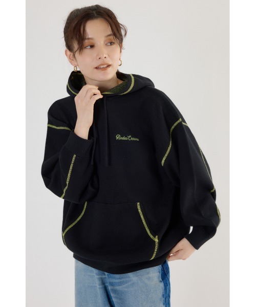 RODEO CROWNS WIDE BOWL（ロデオクラウンズワイドボウル）の「スウェットライクジャガードロゴフーディー（パーカー・レディース・アイボリー/ブラック/グレー×ホワイト/ダークグリーン/ダークオレンジ・FREE）」の6枚目の写真