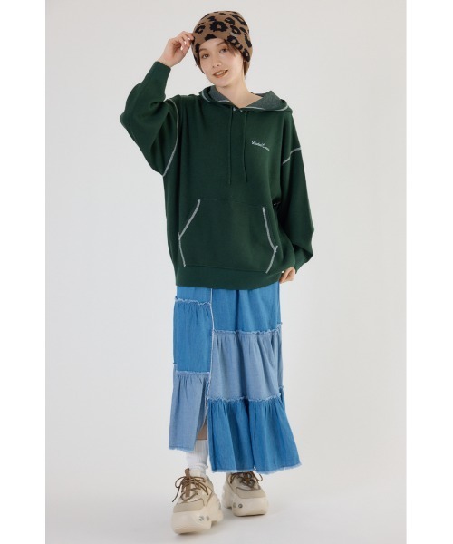 RODEO CROWNS WIDE BOWL（ロデオクラウンズワイドボウル）の「スウェットライクジャガードロゴフーディー（パーカー・レディース・アイボリー/ブラック/グレー×ホワイト/ダークグリーン/ダークオレンジ・FREE）」の16枚目の写真