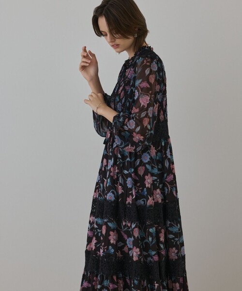 【未使用級♡2022品】グレースコンチネンタル　サラサプリントシャツワンピース サラサプリントリボン付ワンピース / GRACE CONTINENTAL | GRACE