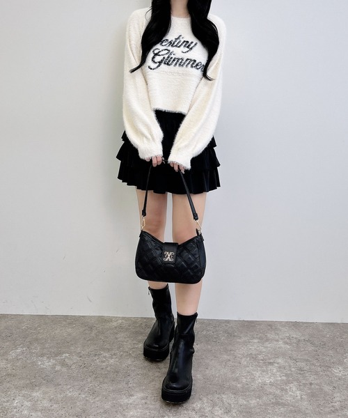 INGNI（イング）の「ショート丈フェザーロゴニット（ニット/セーター・レディース・ホワイト×ブラック/ブラック×ホワイト/ピンク系7/ライトグレー系6・M）」の10枚目の写真