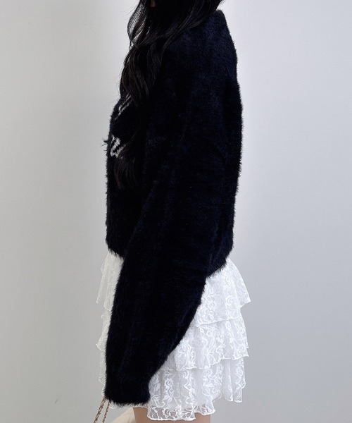 INGNI（イング）の「ショート丈フェザーロゴニット（ニット/セーター・レディース・ホワイト×ブラック/ブラック×ホワイト/ピンク系7/ライトグレー系6・M）」の15枚目の写真