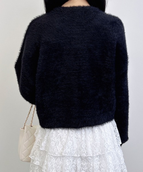 INGNI（イング）の「ショート丈フェザーロゴニット（ニット/セーター・レディース・ホワイト×ブラック/ブラック×ホワイト/ピンク系7/ライトグレー系6・M）」の16枚目の写真