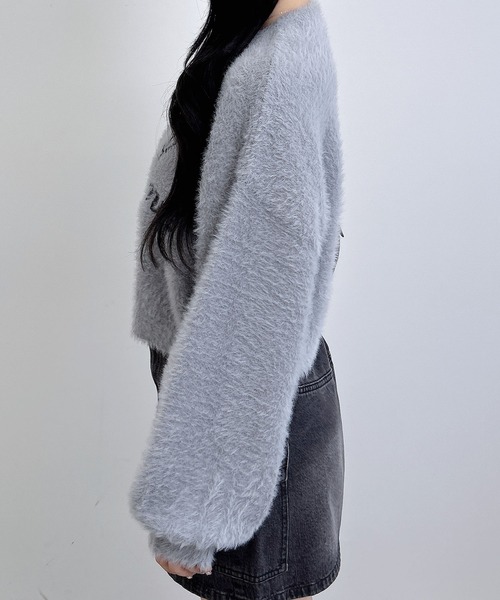 INGNI（イング）の「ショート丈フェザーロゴニット（ニット/セーター・レディース・ホワイト×ブラック/ブラック×ホワイト/ピンク系7/ライトグレー系6・M）」の22枚目の写真