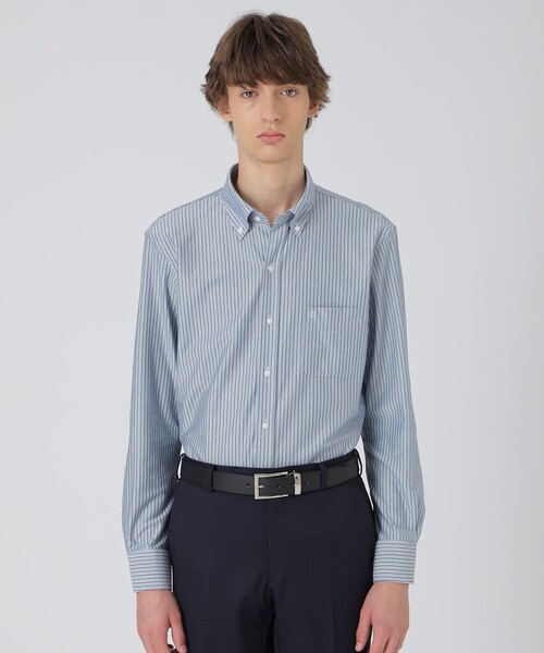 BLACK LABEL CRESTBRIDGE(ブラックレーベル・クレストブリッジ)の「カネマサマイクロストライプジャージーボタンダウンシャツ(シャツ/ブラウス・メンズ・ブルー系その他4・M/L/S/XL)」の2枚目の写真