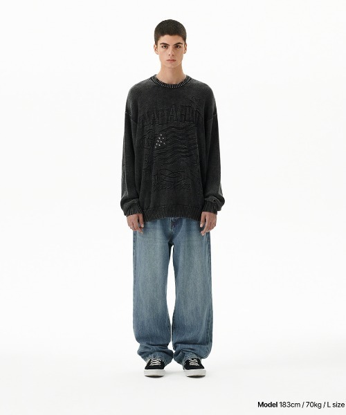 mahagrid/マハグリッド』PIGMENT FLAG KNIT SWT/ピグメントフラッグ