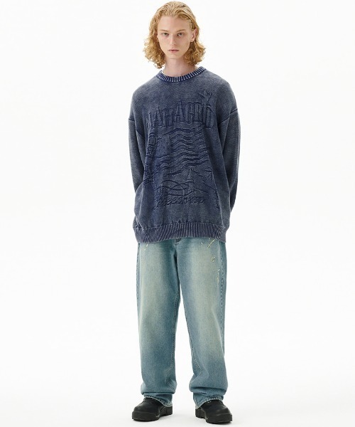 mahagrid/マハグリッド』PIGMENT FLAG KNIT SWT/ピグメントフラッグ