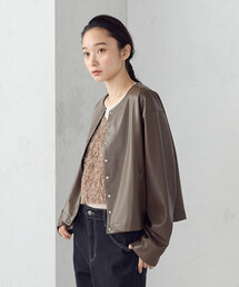 COMME CA ISM | 合成皮革 カーディガン / セットアップ対応(カーディガン/ボレロ)