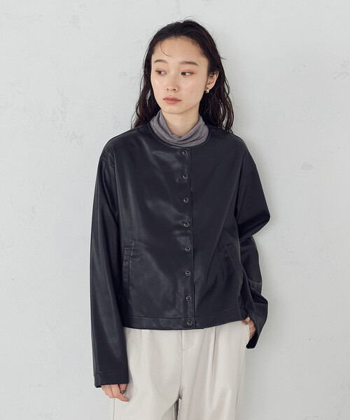 COMME CA ISM（コムサイズム）の「合成皮革 カーディガン / セットアップ対応（カーディガン/ボレロ・レディース・ブラウン/ブラック・MEDIUM/LARGE）」の13枚目の写真