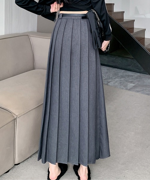 CHUL（チュル）の「ハイウエストプリーツロングスカート（スカート・レディース・ブラック/グレー・SMALL/MEDIUM/LARGE）」の5枚目の写真