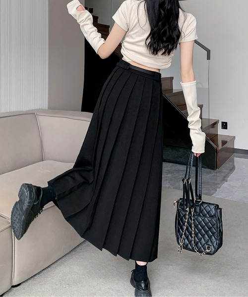 CHUL（チュル）の「ハイウエストプリーツロングスカート（スカート・レディース・ブラック/グレー・SMALL/MEDIUM/LARGE）」の4枚目の写真