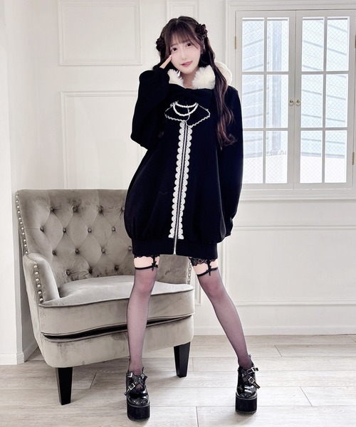 セール】りぼんタイ＆ファー付きロングパーカー（パーカー）｜MA*RS