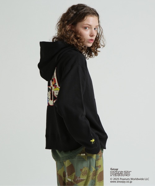 PEANUTS（ピーナッツ）の「《AVIREX × PEANUTS》PULLOVER PARKA / プルオーバーパーカー / ピーナッツ / アヴィレックス（パーカー・レディース・ブラック/パープル/ライトグレー・F）」の7枚目の写真
