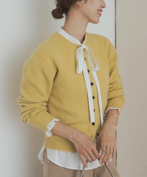 URBAN RESEARCH DOORS（アーバンリサーチドアーズ）の「コットンレーヨンリボンブラウス（シャツ/ブラウス・レディース・オフホワイト/チャコールグレー・MEDIUM）」の2枚目の写真