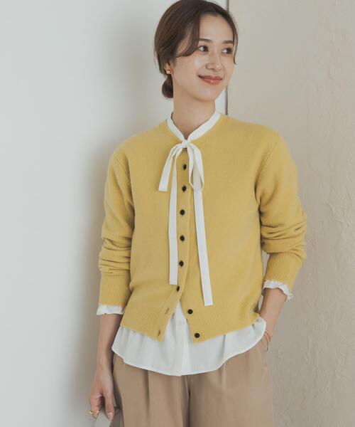 URBAN RESEARCH DOORS（アーバンリサーチドアーズ）の「コットンレーヨンリボンブラウス（シャツ/ブラウス・レディース・オフホワイト/チャコールグレー・MEDIUM）」の6枚目の写真