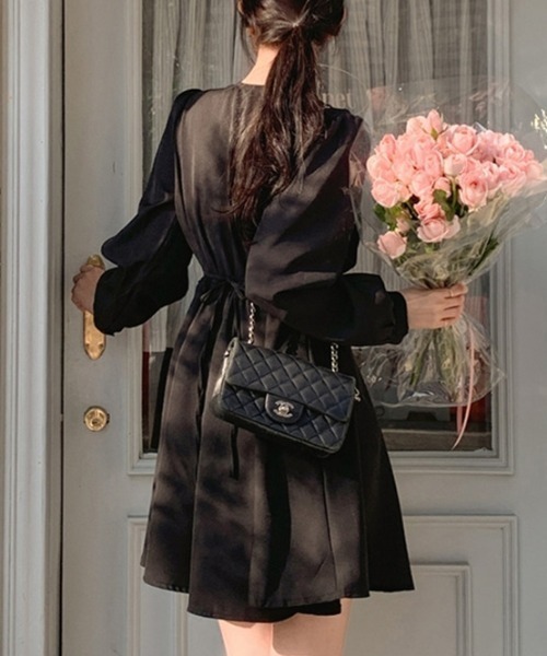 FREE STYLISTS（フリー スタイリスト）の「YUGA_YGMC　Draped Cache-Coeur Dress（ドレス・レディース・ベージュ/ブラック・FREE）」の5枚目の写真