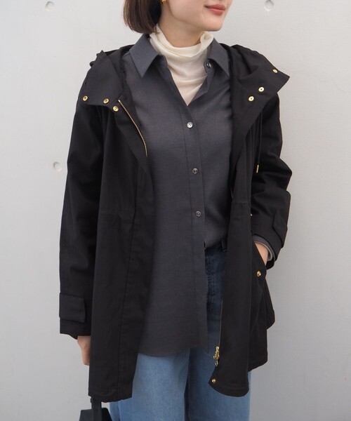 qualite scape（カリテ スケープ）の「【万能の羽織りがアップデートして登場！】ダブルドロストマウンテンパーカ/パーカー（マウンテンパーカー・レディース・ベージュ/ブラック・36/38）」の2枚目の写真