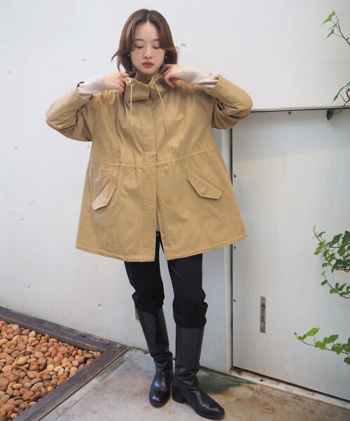 qualite scape（カリテ スケープ）の「【万能の羽織りがアップデートして登場！】ダブルドロストマウンテンパーカ/パーカー（マウンテンパーカー・レディース・ベージュ/ブラック・36/38）」の11枚目の写真