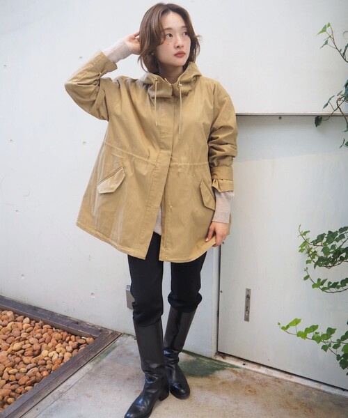 qualite scape（カリテ スケープ）の「【万能の羽織りがアップデートして登場！】ダブルドロストマウンテンパーカ/パーカー（マウンテンパーカー・レディース・ベージュ/ブラック・36/38）」の12枚目の写真