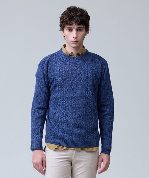 【新品タグ付き】J.PRESS ネイビー ケーブル編みセーター セール】ウール×カシミヤの上質素材【Cash Lamb's Wool】ケーブル