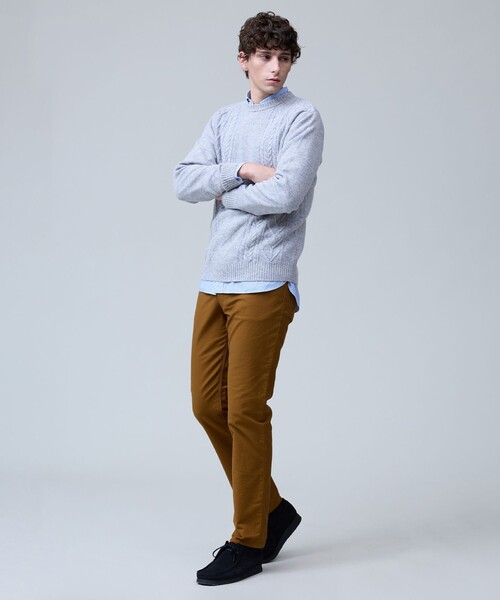 J.PRESS(ジェイプレス)の「ウール×カシミヤの上質素材【Cash Lamb's Wool】ケーブルクルーネック ニット_25年モデル(ニット/セーター・メンズ・ブルー系/ライトグレー系/ベージュ系/ネイビー系/パープル系・LARGE/MEDIUM/X-LARGE)」の10枚目の写真