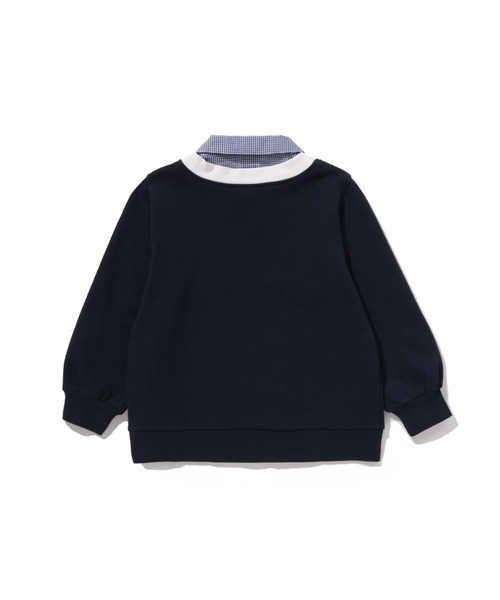 A BATHING APE（アベイシングエイプ）の「1ST CAMO APE HEAD SHIRT LAYERED CARDIGAN（スウェット・キッズ・ネイビー/グレー・110/130/140/120）」の4枚目の写真