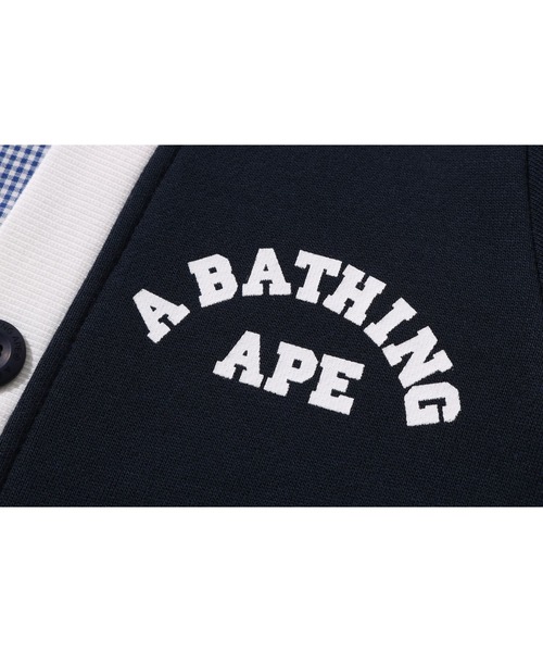 A BATHING APE（アベイシングエイプ）の「1ST CAMO APE HEAD SHIRT LAYERED CARDIGAN（スウェット・キッズ・ネイビー/グレー・110/130/140/120）」の6枚目の写真