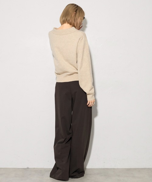 leimn（レイムン）の「フラワーモチーフポロニット（ポロシャツ・レディース・アイボリー/チャコールグレー・FREE）」の9枚目の写真