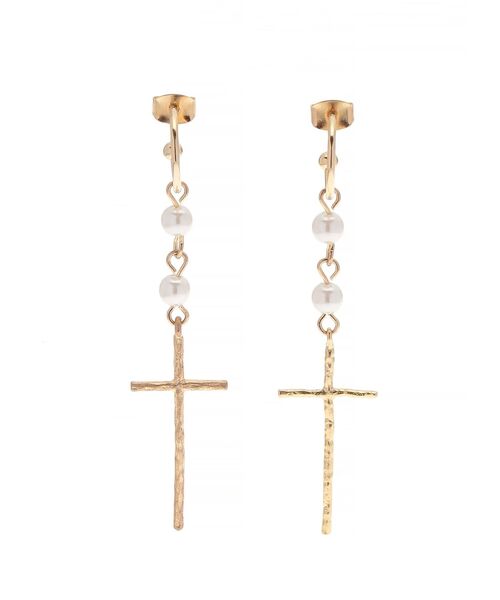 EVRIS（エヴリス）の「LONG CROSS MOTIF ピアス（ピアス（両耳用）・レディース・シルバー/ゴールド・FREE）」の5枚目の写真