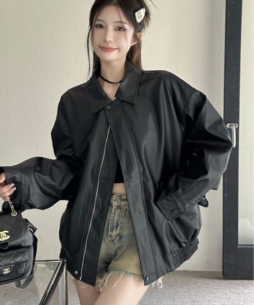 セール】ヴィンテージライクルーズエコレザーブルゾン（ブルゾン