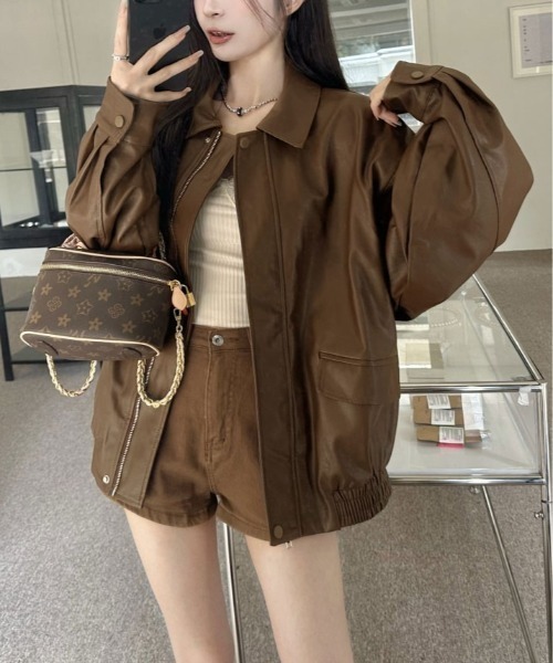 セール】ヴィンテージライクルーズエコレザーブルゾン（ブルゾン