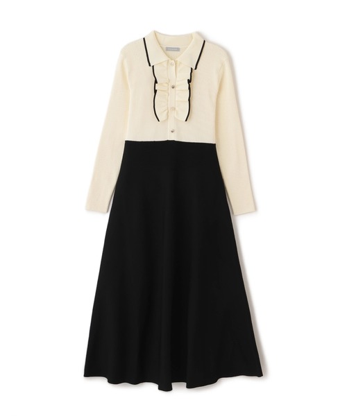 JILL by JILL STUART（ジルバイジルスチュアート）の「◇フリルポロニットワンピース（ワンピース・レディース・グレー/ブラック/ホワイト・FREE）」の4枚目の写真