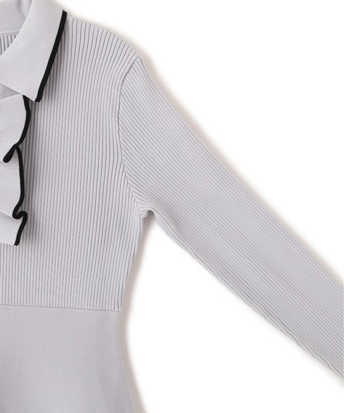 JILL by JILL STUART（ジルバイジルスチュアート）の「◇フリルポロニットワンピース（ワンピース・レディース・グレー/ブラック/ホワイト・FREE）」の12枚目の写真