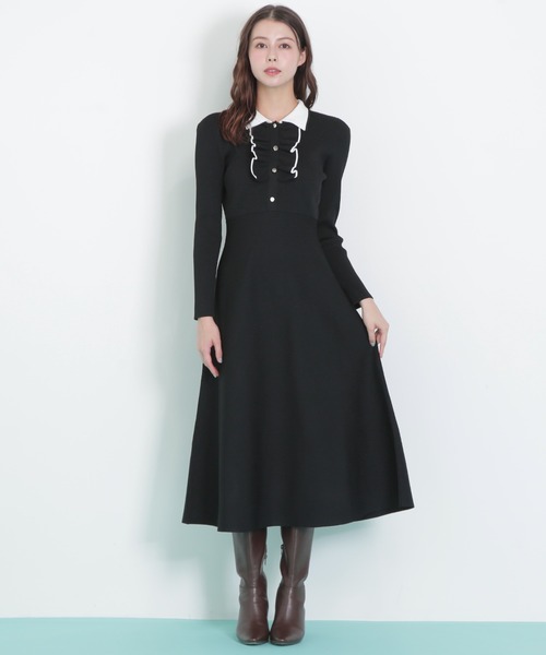 JILL by JILL STUART（ジルバイジルスチュアート）の「◇フリルポロニットワンピース（ワンピース・レディース・グレー/ブラック/ホワイト・FREE）」の17枚目の写真