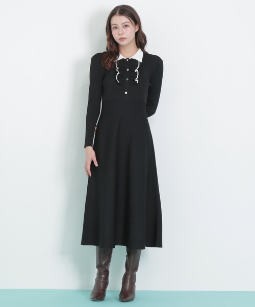 フリル袖 黒 ポロワンピース JILL by JILL STUART（ジルバイジルスチュアート）の「◇フリル