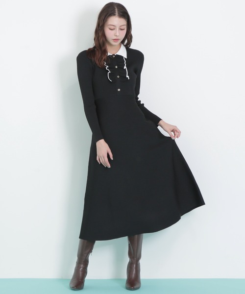 JILL by JILL STUART（ジルバイジルスチュアート）の「◇フリルポロニットワンピース（ワンピース・レディース・グレー/ブラック/ホワイト・FREE）」の20枚目の写真