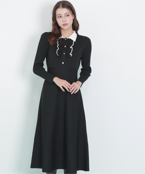 JILL by JILL STUART（ジルバイジルスチュアート）の「◇フリルポロニットワンピース（ワンピース・レディース・グレー/ブラック/ホワイト・FREE）」の16枚目の写真