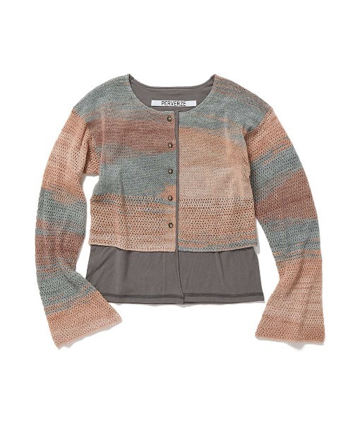 PERVERZE(パーバーズ)の「Double T-Layered Knit Cardigan(カーディガン/ボレロ・レディース・グレー/ベージュ・FREE)」の1枚目の写真