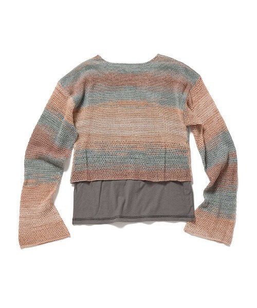 PERVERZE(パーバーズ)の「Double T-Layered Knit Cardigan(カーディガン/ボレロ・レディース・グレー/ベージュ・FREE)」の4枚目の写真