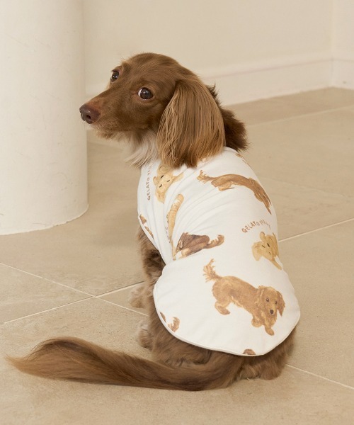 正規品♡DOG柄プルオーバー＆ロングパンツ♡ダックス CAT&DOG】ダックスフンド柄カットソープルオーバー（ペットウェア