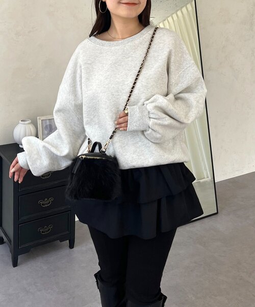 prose verse（プロズヴェール）の「バックメタル裏起毛スウェット（スウェット・レディース・ブラック/アイボリー/ピンク/レッド/ネイビー/ライトグレー/グレー・FREE）」の3枚目の写真