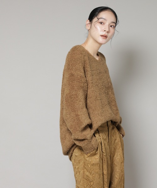 NANO universe（ナノユニバース）の「ウールフェザーVネックニットプルオーバー（ニット/セーター・レディース・オフホワイト/ライトブルー/カーキブラウン・FREE）」の13枚目の写真