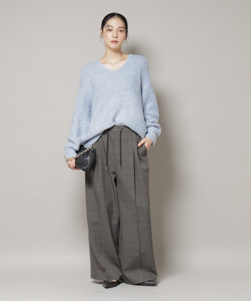 NANO universe（ナノユニバース）の「ウールフェザーVネックニットプルオーバー（ニット/セーター・レディース・オフホワイト/ライトブルー/カーキブラウン・FREE）」の21枚目の写真