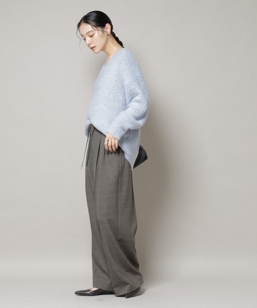 NANO universe（ナノユニバース）の「ウールフェザーVネックニットプルオーバー（ニット/セーター・レディース・オフホワイト/ライトブルー/カーキブラウン・FREE）」の22枚目の写真