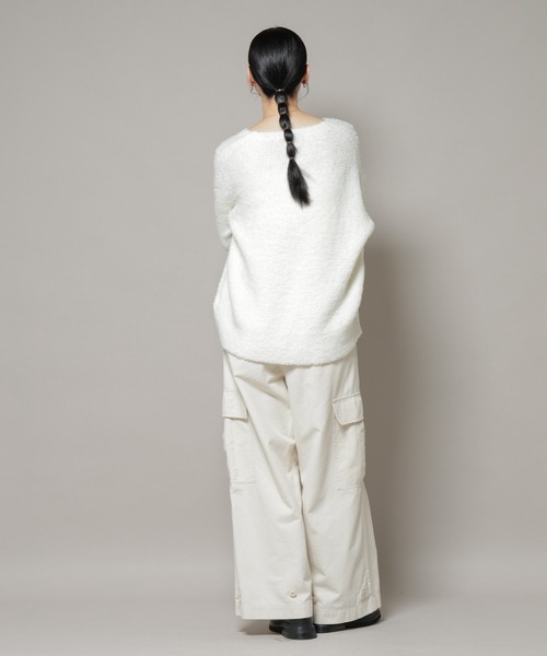 NANO universe（ナノユニバース）の「ウールフェザーVネックニットプルオーバー（ニット/セーター・レディース・オフホワイト/ライトブルー/カーキブラウン・FREE）」の10枚目の写真